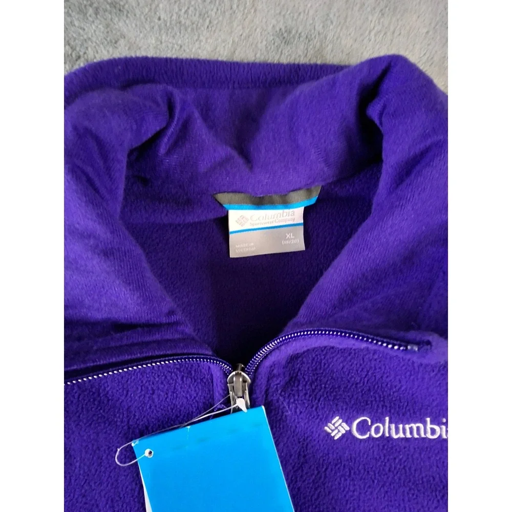 Columbia Fast Trek Vest Youth XL Purple Fleece Full Zip Outdoor Jacket WY1453540